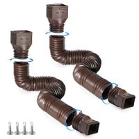 Brown 2-Pack Rain Gutter Downspout Extensions Flexible,Drain Downspout Extender,Down Spout Drain Extender,Gutter Connector Rainwater Drainage,Extendable from 21 to 60 Inches