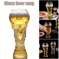 1pc Beer Football World Cup, 450ml Glass Water Cup, Clear Soccer Drinking Cups, Summer Winter Drinkware