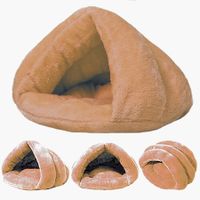 Pet Tent Cave Bed for Small Medium Puppies Kitty Dogs Cats Pets Sleeping Bag Thick Fleece Warm Soft Dog Bed(Khaki-L)
