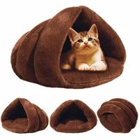 Pet Tent Cave Bed for Small Medium Puppies Kitty Dogs Cats Pets Sleeping Bag Thick Fleece Warm Soft Dog Bed(Coffe-L)