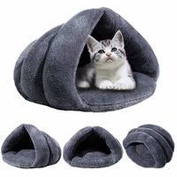 Pet Tent Cave Bed for Small Medium Puppies Kitty Dogs Cats Pets Sleeping Bag Thick Fleece Warm Soft Dog Bed(Grey-L)