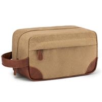 Toiletry Bag Hanging Dopp Kit for Men Water Resistant Canvas Shaving Bag with Large Capacity for Travel-Brown