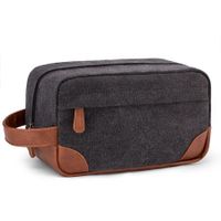 Toiletry Bag Hanging Dopp Kit for Men Water Resistant Canvas Shaving Bag with Large Capacity for Travel-Dark Grey