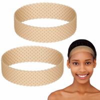 2 Pieces Adjustable Silicone Wig Headband Fix Non Slip Wig Bands for Men Women Sports Yoga (Light Brown)