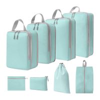 Compression Packing Cubes for Suitcases Travel Essentials 8 Set Expandable Travel Bags Organizer for Luggage(8pcs-turquoise)