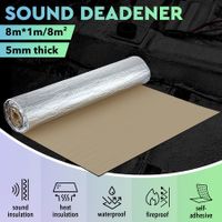 Car Sound Deadener Proofing Deadening Mat DIY Noise Dampening Van Boat Truck Heat Insulation Shield Roll 5mm 8sq m 1x8m
