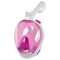 Underwater Snorkeling Mask Full Face Water Sport Scuba Diving Snorkeling Masks Wide View Anti-Fog Submarine Mask Color White And Pink Size S/M