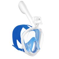 Underwater Snorkeling Mask Full Face Water Sport Scuba Diving Snorkeling Masks Wide View Anti-Fog Submarine Mask Color White And Blue Size S/M