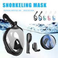 Underwater Snorkeling Mask Full Face Water Sport Scuba Diving Snorkeling Masks Wide View Anti-Fog Submarine Mask Color Black Size S/M
