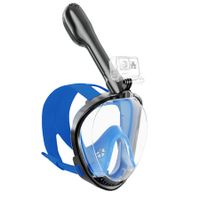 Underwater Snorkeling Mask Full Face Water Sport Scuba Diving Snorkeling Masks Wide View Anti-Fog Submarine Mask Color Black And Blue Size L/XL