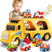Construction Truck Toys for 3 4 5 6 Year Old Boys, Carrier Truck Cars for Toddlers