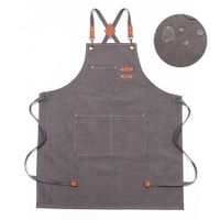 Waterproof Chef Aprons for Men Women with Large Pockets Cotton Canvas Cross Back Adjustable Work Apron Size M to XXL(Grey)