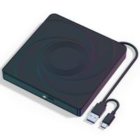 External CD/DVD Drive for Laptop,USB 3.0 & Type-C Mute CD Burner,Portable CD DVD +/-RW Drive Optical Drive Players Readers,Compatible with Desktop MacBook Notebook with Windows Linux OS