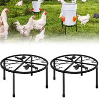 Metal Stand for Chicken Feeder Waterer,Iron Stand Holder with 4 Legs,Round Supports Rack for Buckets Barrels Equipped Installed with Feeder Waterer Port,for Coop Poultry Indoor Outdoor (2pack)