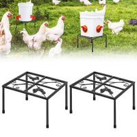 Metal Stand for Chicken Feeder Waterer,Iron Stand Holder with 4 Legs,Rectangular Supports Rack for Buckets Barrels Equipped Installed with Feeder Waterer Port,for Coop Poultry Indoor Outdoor (2pack)