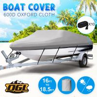 Boat Cover 16-18.5ft Trailerable Waterproof Marine Grade Fabric 600D UV Resistant Protector Jumbo V-hull Fishing Pro-style OGL