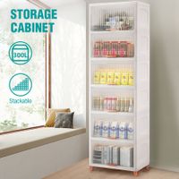 Plastic Storage Box Containers Kitchen Organisation Bedroom Cabinet Wardrobe Closet Stackable Bins With Lids 300L