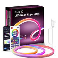 12V 3 Meter RGB Neon LED Strip, USB Cable Smart Rope Lights, App Music Sync Color Changing Light