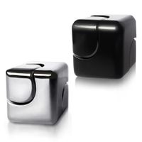 Fidget Toy Adult Metal Figette Cube Spinner 2PCS,Quiet Small Cool Gadget Desk Toy Sensory Fidget Anxiety Toys,ADHD Stress Relief Stocking Stuffer Gifts for Kids,Teens,Men (Black+Silver)