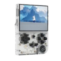 RG35XX Dual OS Retro Handheld Game Console Linux Garlic,3.5 inches IPS Screen Pocket Video Game Console Plug and Play Games with Storage Bag (Transparent white)