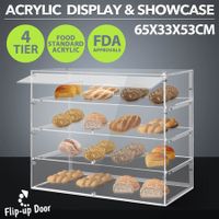 Large Cake Display Cabinet 4 Tier Acrylic Stand Case Unit Holder Bakery Cupcake Muffin Donut Pastry Model Toy Showcase Desktop 5mm Transparent