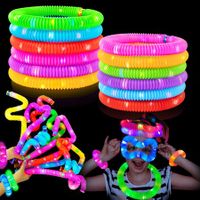 Light up Party Favors for Kids Age3+,LED Pop Tubes Pack,Halloween Non-Candy Treats Goodie Bag Stuffer Fillers,Glow Party Favors Birthday Return Gifts for Boys & Girls (24 PCS)