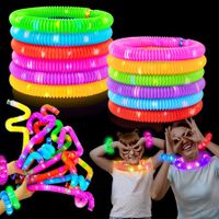 Glow Sticks Party Pack,Glow Necklaces & Bracelets,Halloween Light up Pop Tubes,Kids Glow in Dark Party Favor Supplies Decoration for Halloween,Birthday,Dance,Wedding,Camping (12 Pack)