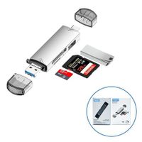 6 In 1 Multi-Function Card Reader High-Speed Transmission Adapter U Disk Type C/USB/Micro USB/TF/SD Smart Memory Card Reader