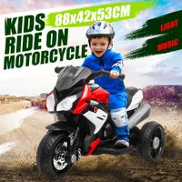 Kids Off Road Ride On Toy Bike Electric with 6V Recharge Battery Music 3 Wheels Light Red