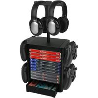 Game Storage Tower, Multifunction Detachable Vertical Game Storage Rack Storage 10 Game Disk 2 Headsets Stand 4 Controllers Holder Compatible with PS5/ PS4/ XboxOne/ Nintendo Switch