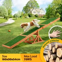 Petscene Pet Seesaw Dog Obedience Training Puppy Sports Agility Outdoor Play Exercise Equipment Teeter Totter Wooden Artificial Grass