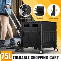 75L Shopping Trolley Cart Wheeled Grocery Utility Basket Bag Stair Climbing Rolling Folding Supermarket Granny Travel Wagon
