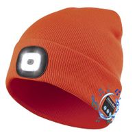 Men's Beanie with Bluetooth and LED, 2 in 1 Rechargeable Winter Beanie V5.0 Bluetooth Hat-Orange