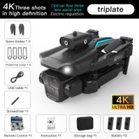 Triple-Camera Drone 4K HD Optical Flow Positioning 360° Obstacle Avoidance Foldable Quadcopter Wifi FPV 3 batteries