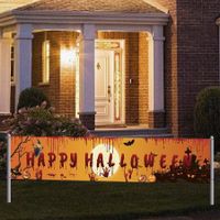 250*48cm Halloween Decorations Pumpkin Banner Scary Terror Bloody Handprint Yard Banner Indoor Outdoor Hanging Decor