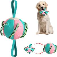 Rebound Frisbee Ball Interactive Training Ball Molar Ball Tug-of-war Toy Multifunctional Outdoor Football Dog Toy (Pink)
