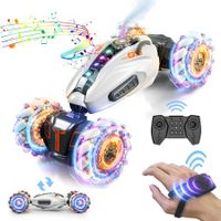 RC Stunt Car 2.4GHz 4WD RC Gesture Sensor Toy Cars Rotating Vehicle 360 Degee Flips with Cool Lights Music Spray for Kids Ages 7-14