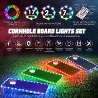 Led Cornhole Lights,Remote Control Cornhole Board Edge And Ring Led Lights,16 Color Change By Yourself,For Playing Bean Bag Toss Cornhole Game At Backyard 2 Set