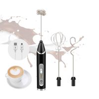 Electric Handheld Milk Frother, LCD Stainless Steel Milk Frother for Coffee, Frappe, Matcha, Hot Chocolate