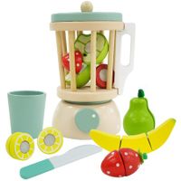 Wooden Juice Blender Toy Sets, 15 Pcs Pretend Play Kitchen Utensils Set, Pretend Cutting Fruits, Mixer Smoothie Maker Toy