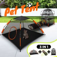 3 IN 1 Cat Tent Tunnel Enclosure Dog Pet House Tower Puppy Playpen Cage Rabbit Ferret Outdoor Indoor Gym Exercise Portable Foldable