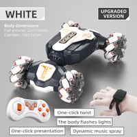2.4G 4WD Remote Control Torsion Stunt Car Gesture Sensor Watch 360° Rotation Off-road with wheel Lights flashing & Music(White)