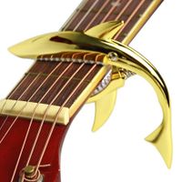 Zinc Alloy Guitar Capo Shark Capo for Acoustic and Electric Guitar with Good Hand Feeling, No Fret Buzz and Durable(Gold)