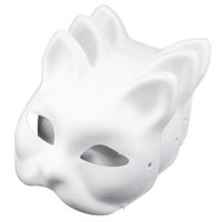 Cat Mask White Paper Blank Hand Painted Face Mask (Pack of 3)