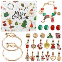 24 Days Christmas Gift Countdown Calendar Gifts,DIY Jewelry Making Kit,2 Charm Bracelets 22 Beads Making Kit for Kids Teens Adult Women(Gold)