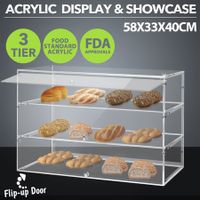 Cupcake Display Cabinet Acrylic Cake Bakery Shelf Unit Case 3 Tier Stand Model Donut Muffin Pastry Toy Showcase Retail Countertop Clear 5mm