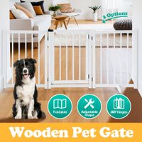Dog Fence Pet Gate Puppy Safety Guard Indoor Wooden Playpen Foldable Cat Barrier Protection Net Stair Partition White 3Panels
