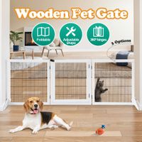 Dog Pet Fence Puppy Gate Safety Guard Indoor Wooden Playpen Foldable Cat Barrier Protection Net Stair Partition White 3Panels