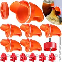 DIY No Waste Chicken Feeders and Waterer Set 6 Ports with 6 Chicken Water Nipples,Rodent Proof Rain Proof Automatic Poultry Duck Feeder Kit