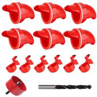 Chicken Feeder No Waste Automatic Poultry Feeder Ports Kit Chicken Feeders and Waterer Set14 Pack(Red)